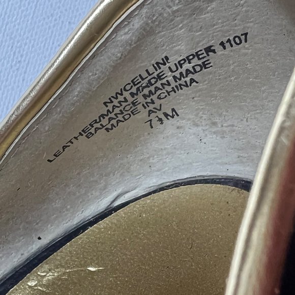 Nine West Women Shoes Black Gold Leather Peep Toe Pumps Heels US Size 7.5 7.5M - Picture 6 of 12